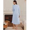 Ekouaer Women’s Long Sleeve Nightgown Long Sleepshirt Henley Nightgowns Full Length Sleep Dress with Pockets S-3XL(Blue Floral)