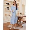 Ekouaer Women’s Long Sleeve Nightgown Long Sleepshirt Henley Nightgowns Full Length Sleep Dress with Pockets S-3XL(Blue Floral)