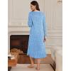 Ekouaer Women’s Long Sleeve Nightgown Long Sleepshirt Henley Nightgowns Full Length Sleep Dress with Pockets S-3XL(Blue Flower)