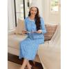 Ekouaer Women’s Long Sleeve Nightgown Long Sleepshirt Henley Nightgowns Full Length Sleep Dress with Pockets S-3XL(Blue Flower)