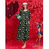 Ekouaer Women’s Long Sleeve Nightgown Long Sleepshirt Henley Nightgowns Full Length Sleep Dress with Pockets S-3XL(Christmas Green)