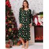 Ekouaer Women’s Long Sleeve Nightgown Long Sleepshirt Henley Nightgowns Full Length Sleep Dress with Pockets S-3XL(Christmas Green)
