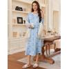 Ekouaer Women’s Long Sleeve Nightgown Long Sleepshirt Henley Nightgowns Full Length Sleep Dress with Pockets S-3XL(Light Blue Floral)
