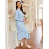 Ekouaer Women’s Long Sleeve Nightgown Long Sleepshirt Henley Nightgowns Full Length Sleep Dress with Pockets S-3XL(Light Blue Floral)