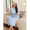 Ekouaer Women’s Long Sleeve Nightgown Long Sleepshirt Henley Nightgowns Full Length Sleep Dress with Pockets S-3XL(Light Blue Floral)