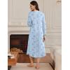 Ekouaer Women’s Long Sleeve Nightgown Long Sleepshirt Henley Nightgowns Full Length Sleep Dress with Pockets S-3XL(Light Blue Floral)