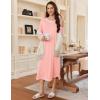Ekouaer Women’s Long Sleeve Nightgown Long Sleepshirt Henley Nightgowns Full Length Sleep Dress with Pockets S-3XL(Light Pink)