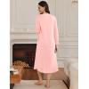 Ekouaer Women’s Long Sleeve Nightgown Long Sleepshirt Henley Nightgowns Full Length Sleep Dress with Pockets S-3XL(Light Pink)