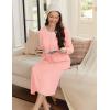 Ekouaer Women’s Long Sleeve Nightgown Long Sleepshirt Henley Nightgowns Full Length Sleep Dress with Pockets S-3XL(Light Pink)