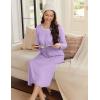 Ekouaer Women’s Long Sleeve Nightgown Long Sleepshirt Henley Nightgowns Full Length Sleep Dress with Pockets S-3XL(Light Purple)