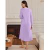 Ekouaer Women’s Long Sleeve Nightgown Long Sleepshirt Henley Nightgowns Full Length Sleep Dress with Pockets S-3XL(Light Purple)