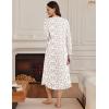 Ekouaer Women’s Long Sleeve Nightgown Long Sleepshirt Henley Nightgowns Full Length Sleep Dress with Pockets S-3XL(Pink Flower)