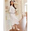 Ekouaer Women’s Long Sleeve Nightgown Long Sleepshirt Henley Nightgowns Full Length Sleep Dress with Pockets S-3XL(Pink Flower)