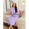 Ekouaer Women’s Long Sleeve Nightgown Long Sleepshirt Henley Nightgowns Full Length Sleep Dress with Pockets S-3XL(Purple Flower)