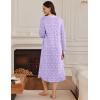 Ekouaer Women’s Long Sleeve Nightgown Long Sleepshirt Henley Nightgowns Full Length Sleep Dress with Pockets S-3XL(Purple Flower)