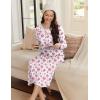 Ekouaer Women’s Long Sleeve Nightgown Long Sleepshirt Henley Nightgowns Full Length Sleep Dress with Pockets S-3XL(White and Pink)