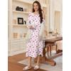 Ekouaer Women’s Long Sleeve Nightgown Long Sleepshirt Henley Nightgowns Full Length Sleep Dress with Pockets S-3XL(White and Pink)