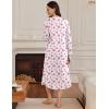 Ekouaer Women’s Long Sleeve Nightgown Long Sleepshirt Henley Nightgowns Full Length Sleep Dress with Pockets S-3XL(White and Pink)