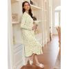 Ekouaer Women’s Long Sleeve Nightgown Long Sleepshirt Henley Nightgowns Full Length Sleep Dress with Pockets S-3XL(Yellowe Leaf)