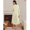 Ekouaer Women’s Long Sleeve Nightgown Long Sleepshirt Henley Nightgowns Full Length Sleep Dress with Pockets S-3XL(Yellowe Leaf)