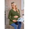 Ekouaer Women’s Maternity Shirts Long Sleeve Pregnancy Tops for Women V Neck Tunic Blouses Clothes(Army Green)