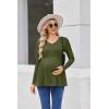 Ekouaer Women’s Maternity Shirts Long Sleeve Pregnancy Tops for Women V Neck Tunic Blouses Clothes(Army Green)