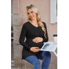 Ekouaer Women’s Maternity Shirts Long Sleeve Pregnancy Tops for Women V Neck Tunic Blouses Clothes(Black)