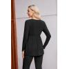 Ekouaer Women’s Maternity Shirts Long Sleeve Pregnancy Tops for Women V Neck Tunic Blouses Clothes(Black)