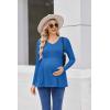 Ekouaer Women’s Maternity Shirts Long Sleeve Pregnancy Tops for Women V Neck Tunic Blouses Clothes(Blue)