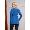 Ekouaer Women’s Maternity Shirts Long Sleeve Pregnancy Tops for Women V Neck Tunic Blouses Clothes(Blue)