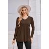 Ekouaer Women’s Maternity Shirts Long Sleeve Pregnancy Tops for Women V Neck Tunic Blouses Clothes(Brown)
