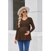 Ekouaer Women’s Maternity Shirts Long Sleeve Pregnancy Tops for Women V Neck Tunic Blouses Clothes(Brown)