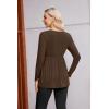 Ekouaer Women’s Maternity Shirts Long Sleeve Pregnancy Tops for Women V Neck Tunic Blouses Clothes(Brown)