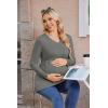 Ekouaer Women’s Maternity Shirts Long Sleeve Pregnancy Tops for Women V Neck Tunic Blouses Clothes(Dark Grey)