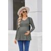 Ekouaer Women’s Maternity Shirts Long Sleeve Pregnancy Tops for Women V Neck Tunic Blouses Clothes(Dark Grey)
