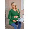 Ekouaer Women’s Maternity Shirts Long Sleeve Pregnancy Tops for Women V Neck Tunic Blouses Clothes(Green)