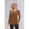 Ekouaer Women’s Maternity Shirts Long Sleeve Pregnancy Tops for Women V Neck Tunic Blouses Clothes(Light Brown)