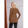 Ekouaer Women’s Maternity Shirts Long Sleeve Pregnancy Tops for Women V Neck Tunic Blouses Clothes(Light Brown)