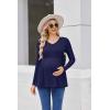 Ekouaer Women’s Maternity Shirts Long Sleeve Pregnancy Tops for Women V Neck Tunic Blouses Clothes(Navy Blue)
