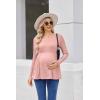 Ekouaer Women’s Maternity Shirts Long Sleeve Pregnancy Tops for Women V Neck Tunic Blouses Clothes(Pink)