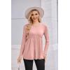Ekouaer Women’s Maternity Shirts Long Sleeve Pregnancy Tops for Women V Neck Tunic Blouses Clothes(Pink)