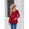 Ekouaer Women’s Maternity Shirts Long Sleeve Pregnancy Tops for Women V Neck Tunic Blouses Clothes(Wine Red)
