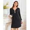 Ekouaer Women’s Nightgown Long Sleeve Sleepshirt Button Down Nightshirt V Neck Pajama Dress with Pockets S-XXXL(Black)
