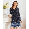 Ekouaer Women’s Nightgown Long Sleeve Sleepshirt Button Down Nightshirt V Neck Pajama Dress with Pockets S-XXXL(Blue Floral)