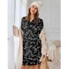 Ekouaer Women’s Nightgown Long Sleeve Sleepshirt Button Down Nightshirt V Neck Pajama Dress with Pockets S-XXXL(Floral Black)