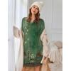 Ekouaer Women’s Nightgown Long Sleeve Sleepshirt Button Down Nightshirt V Neck Pajama Dress with Pockets S-XXXL(Floral Green)