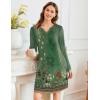 Ekouaer Women’s Nightgown Long Sleeve Sleepshirt Button Down Nightshirt V Neck Pajama Dress with Pockets S-XXXL(Floral Green)