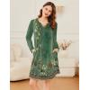 Ekouaer Women’s Nightgown Long Sleeve Sleepshirt Button Down Nightshirt V Neck Pajama Dress with Pockets S-XXXL(Floral Green)