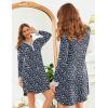 Ekouaer Women’s Nightgown Long Sleeve Sleepshirt Button Down Nightshirt V Neck Pajama Dress with Pockets S-XXXL(Green Floral)
