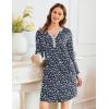 Ekouaer Women’s Nightgown Long Sleeve Sleepshirt Button Down Nightshirt V Neck Pajama Dress with Pockets S-XXXL(Green Floral)